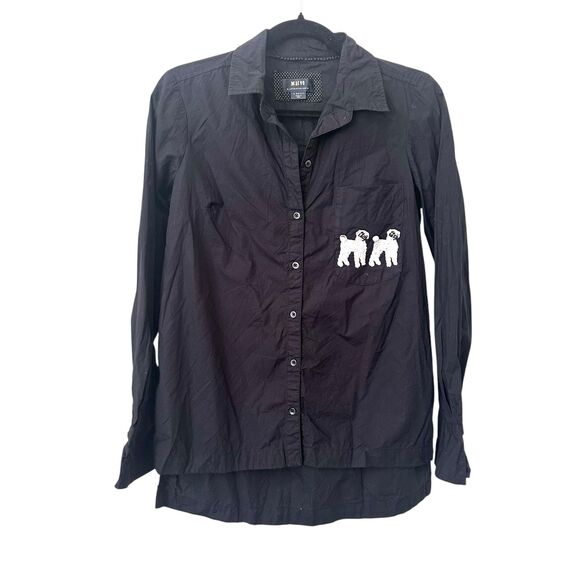 ANTHROPOLOGIE Maeve‎ Dog Embroidered Button Down Shirt XS - Picture 3 of 6